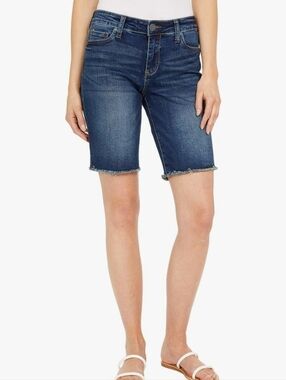KUT from the Kloth Natalie Bermuda Jean Shorts Dark Wash Sz 16